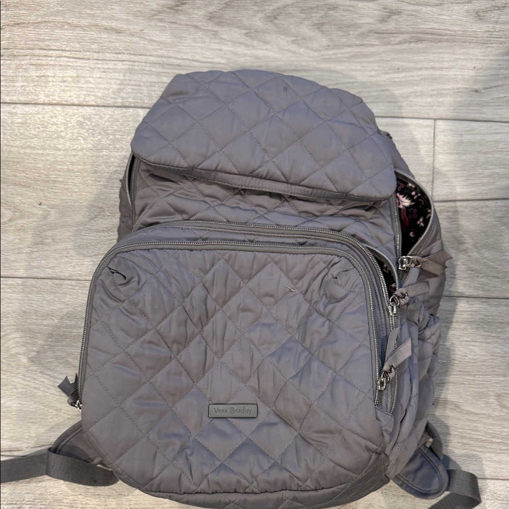 Vera Bradley Gray Quilted Backpack